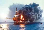Fig. 7. - Example of Jet Fire -A large fire destroyed the Piper Alpha oil platform in the North Sea. (Courtesy: exponent.com)
