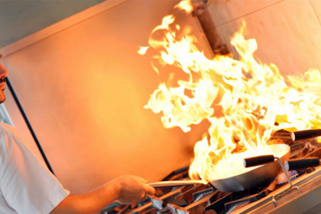 Fire protection system for industrial cooking
