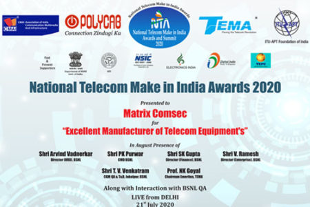 Matrix wins ‘National Telecom Make in India Awards 2020