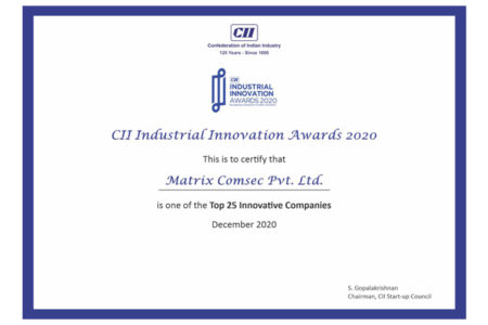 Matrix Comsec bags CII Industrial Innovation Award 2020