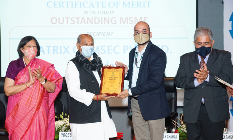 Matrix Comsec bags the outstanding MSME excellence award by Federation of Gujarat Industries (FGI)