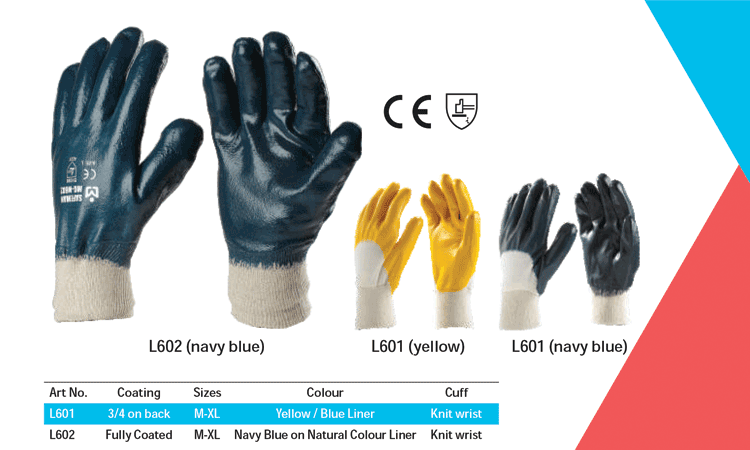 Nitrile Medium to Heavy Coated Gloves with Knit Wrist